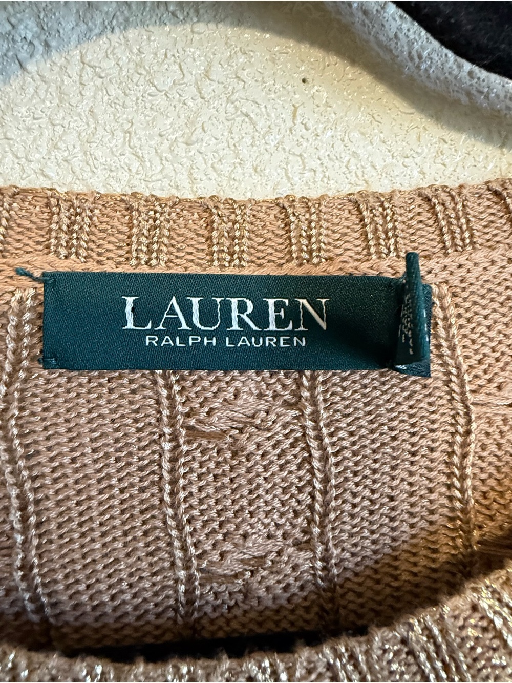 Ralph Lauren Metallic Cable-Knit Crewneck Sweater - Gold - Picture 4 of 6